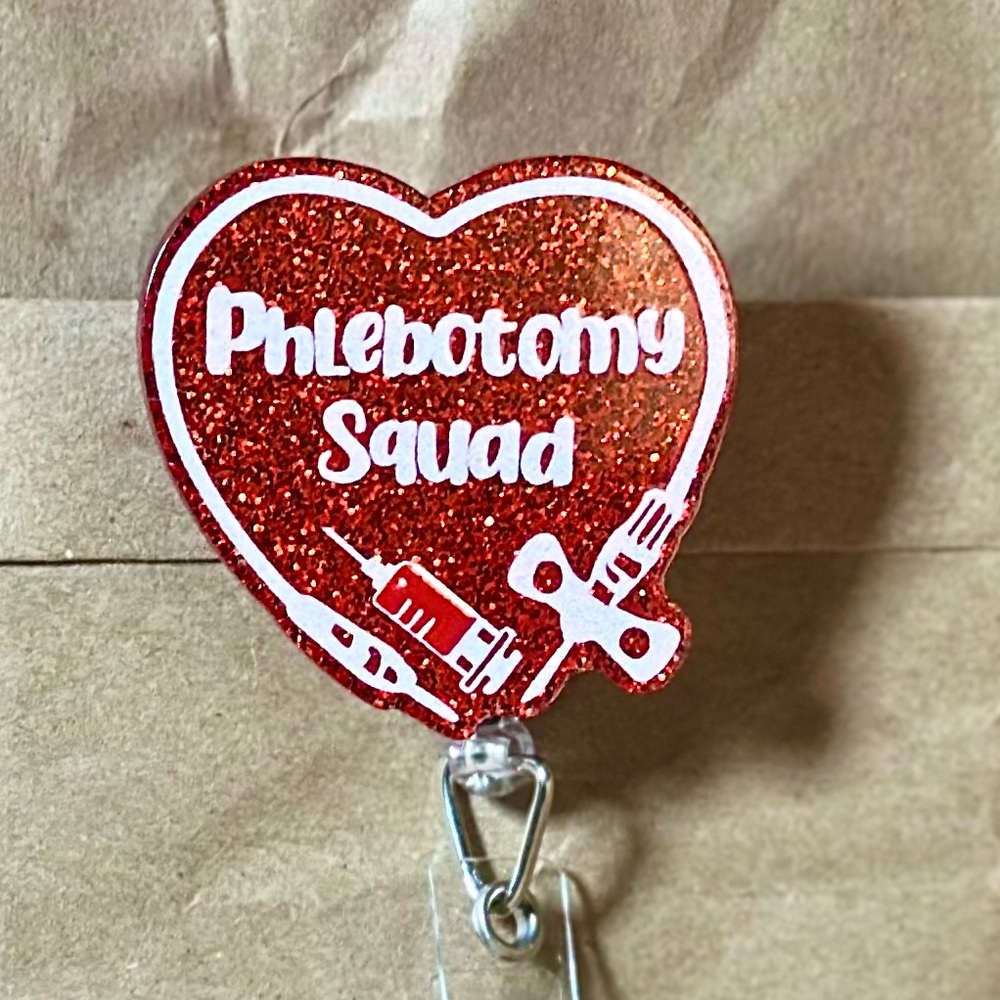 Phlebotomy Squad Heart Badge Reel